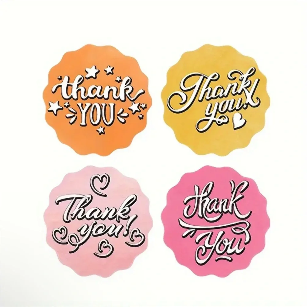 Roll of 500 Round Multi Colored Thank You Stickers - Picture 4 of 6